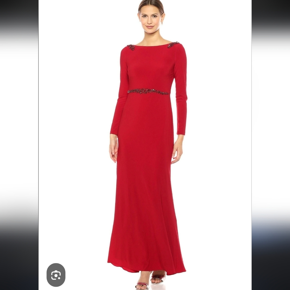 Adrianna Papell Red Long Sleeve Gown
